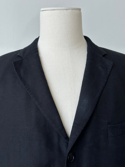 Balmain 2000s Linen High Neck Single Breasted Blazer - 44S