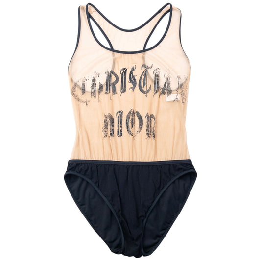 Vintage 2002 Dior John Galliano Hardcore Gothic Mesh Bodysuit Womens Size L | Large, Beige