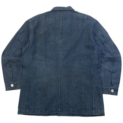 Vintage 90s Yohji Yamamoto Checkered Denim Jacket Size S | Small, Blue