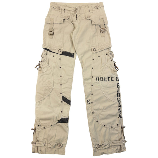 Vintage 2004 Dolce & Gabbana Bondage Flight Cargo Trousers Womens Size W30 | W30, Grey