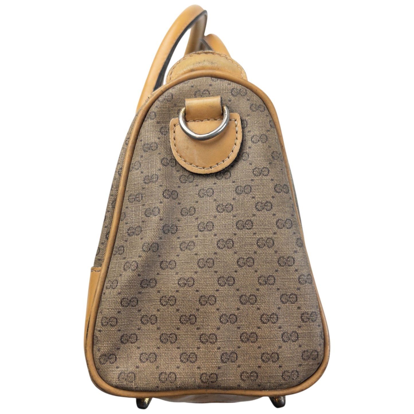 Vintage 80s Gucci Monogram Leather Handbag | O/S, Beige