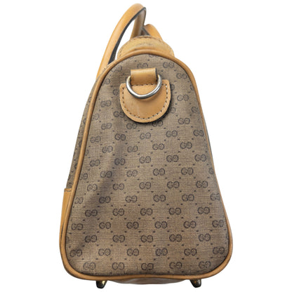 Vintage 80s Gucci Monogram Leather Handbag | O/S, Beige