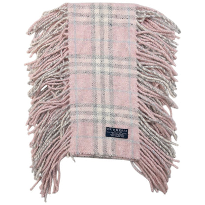 Vintage Burberry Nova Check Tassel Trim Knit Scarf | O/S, Pink