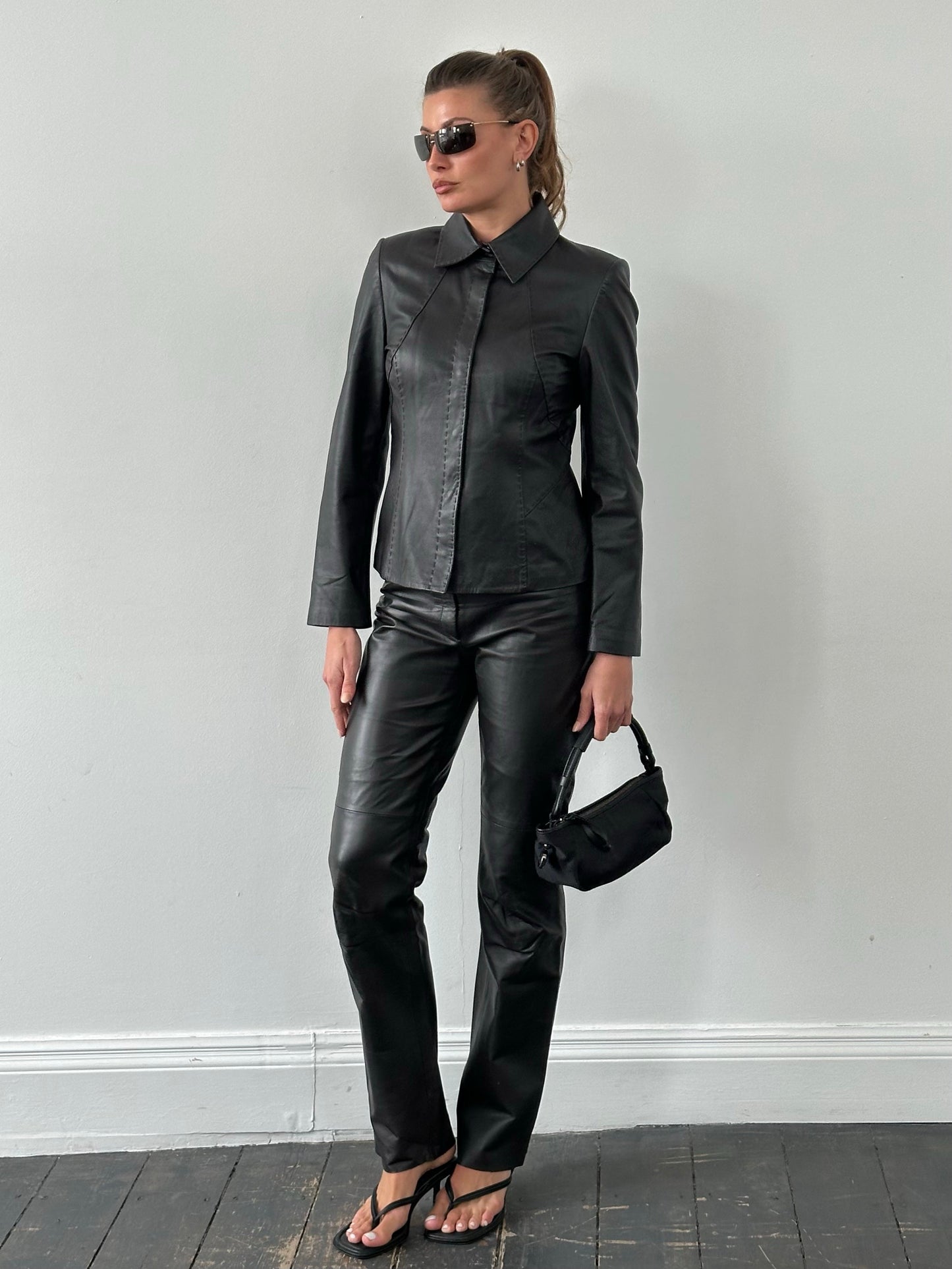 Vintage 1990s Leather Two Piece Set - S/W28