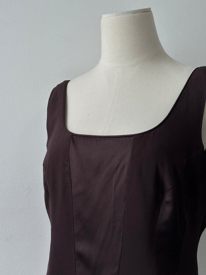 Vintage 1990s Panelled Sleeveless Satin Top - L