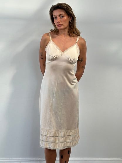 Vintage 1990s Lace Slip Midi Dress - M
