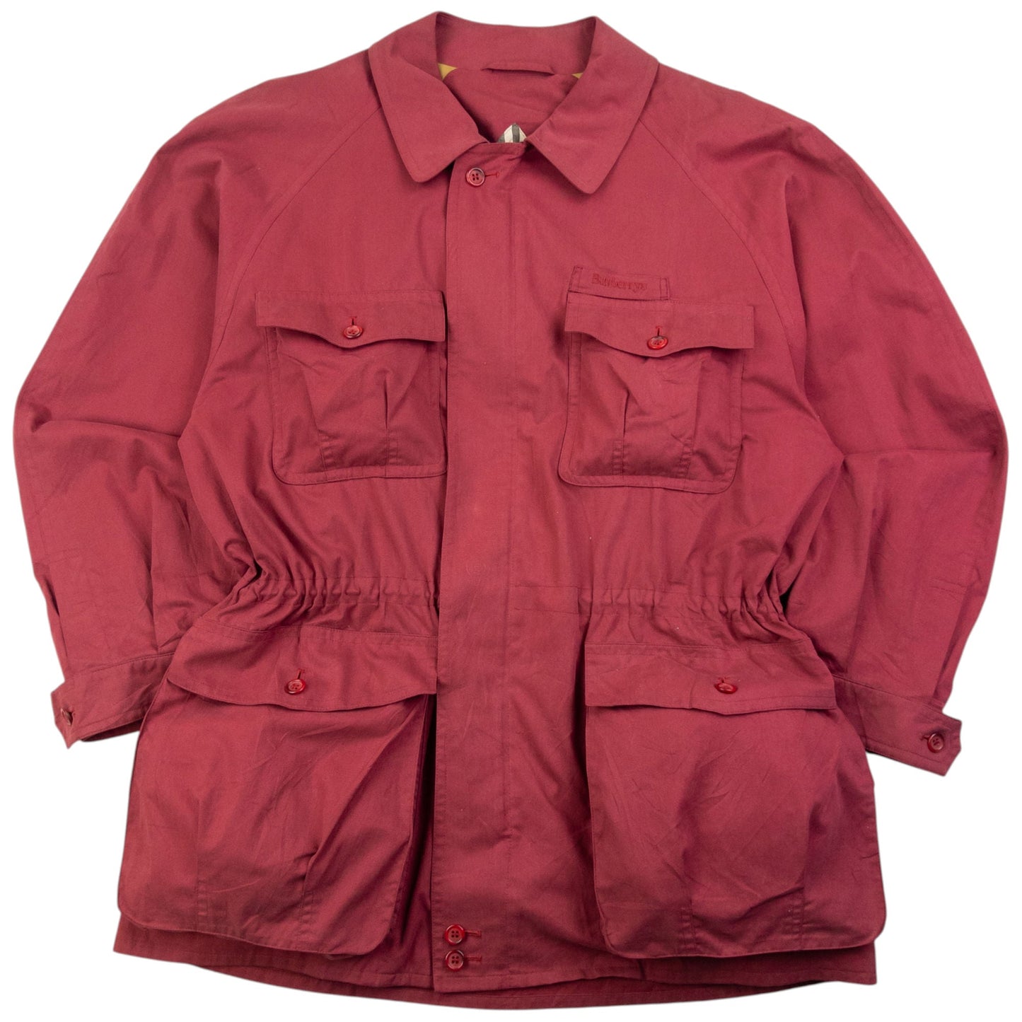 Vintage 90s Burberry Zip Up Cargo Jacket Size XL | XL, Red