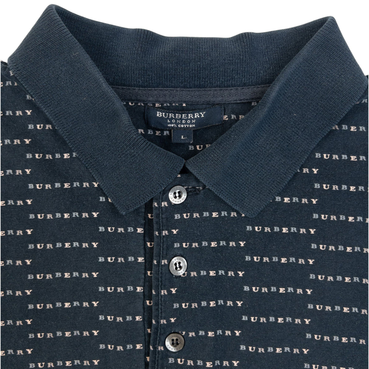 Vintage 2000s Burberry Monogram Polo Shirt Size L | Large, Navy