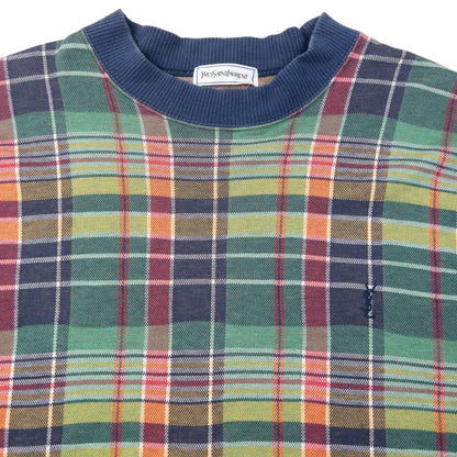 Vintage 80s YSL Yves Saint Laurent Checkered Jumper Size S | Small, Red