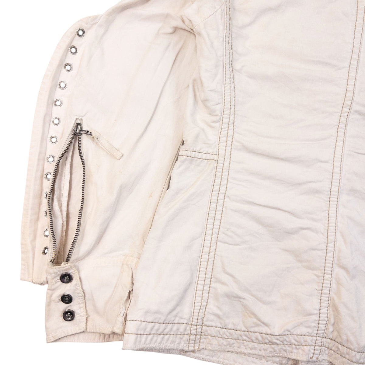 Vintage 2000s Marithe + Francois Girbaud Eyelet Jacket Womens Size L | Large, Cream