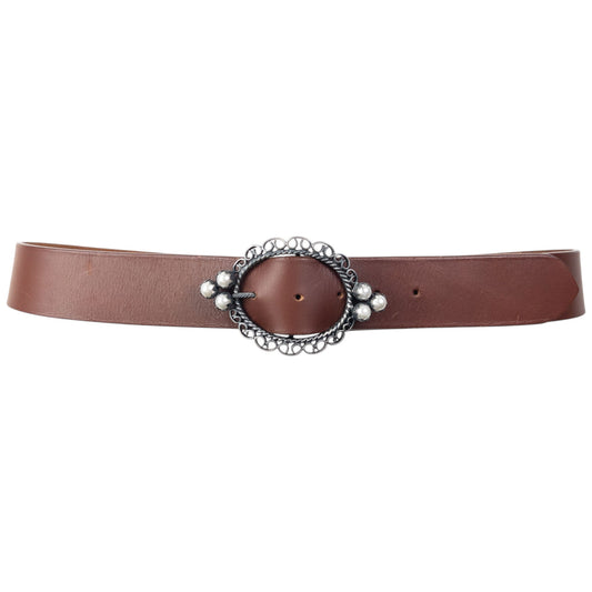Vintage 2000s Dior Pearl Buckle Leather Belt Size M | O/S, Brown