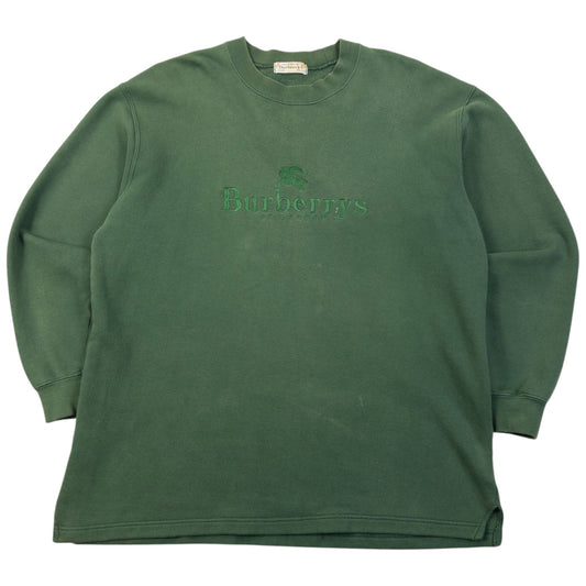 Vintage 90s Burberry Embroidered Sweatshirt Size S | Small, Green