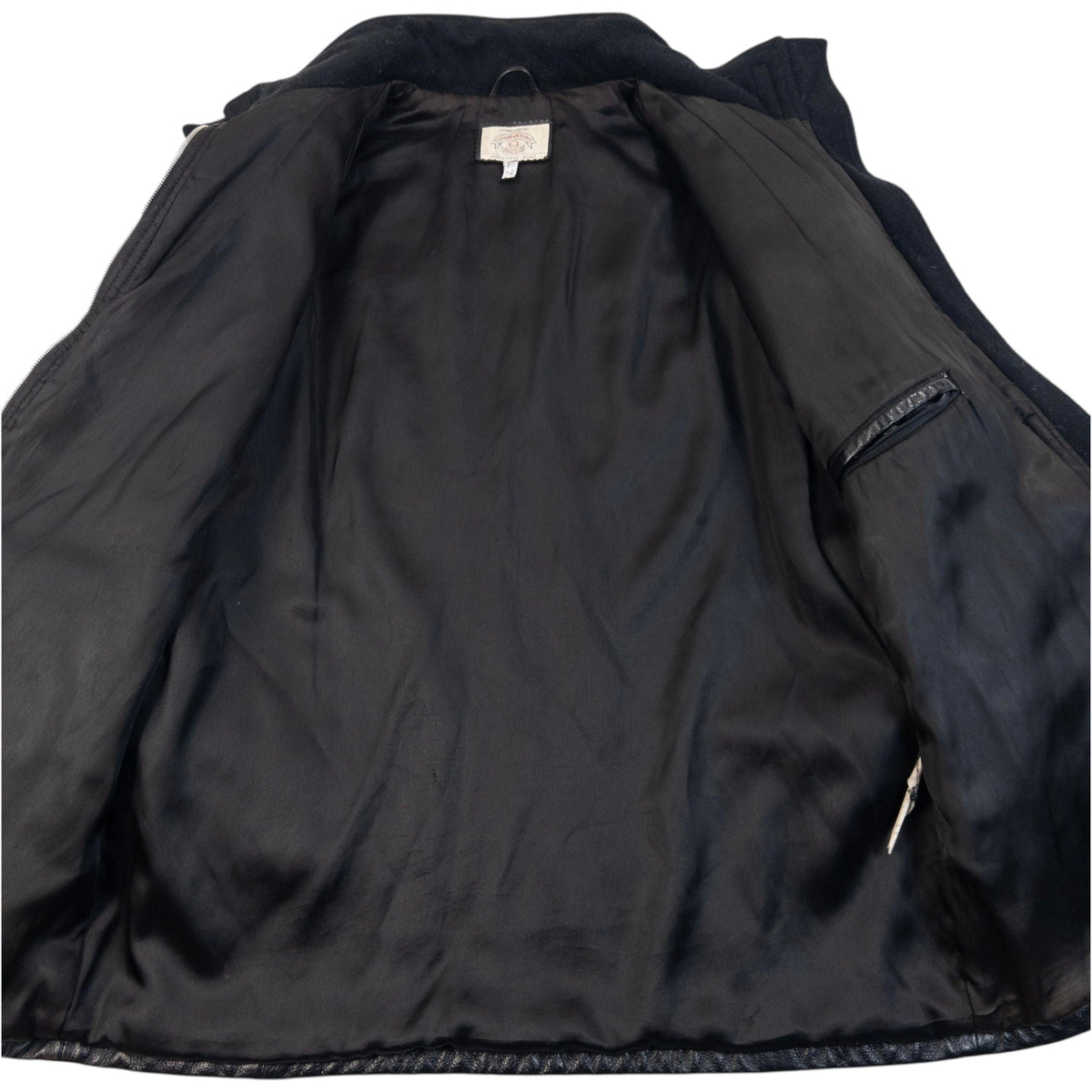 Vintage 90s Armani Jeans Zip Up Leather Jacket Size M | Medium, Black
