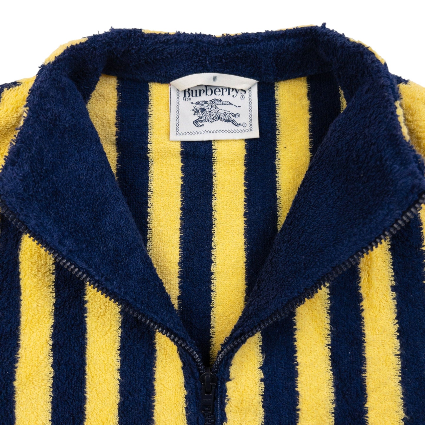Vintage 90s Burberry Striped Terry Cloth Zip Up Jacket Size L | Large, Multicoloured
