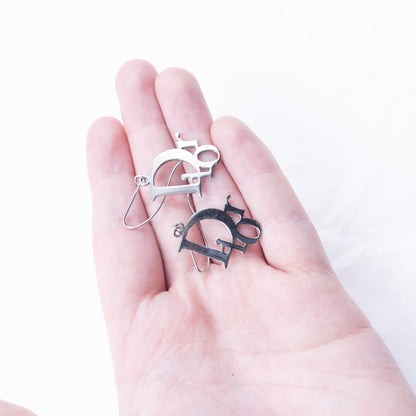 Vintage 2000s Dior By John Galliano Silver Logo Earrings | O/S, Grey