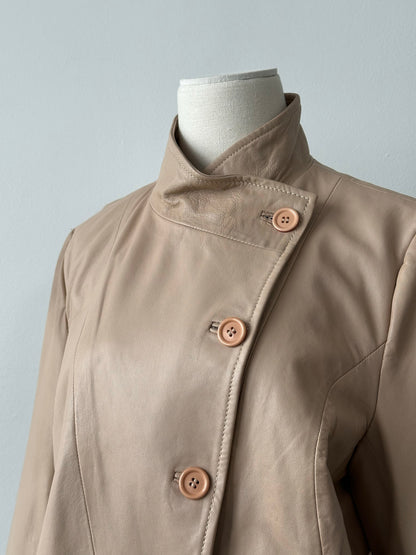 British Vintage 1990s Asymmetric Leather Jacket - M