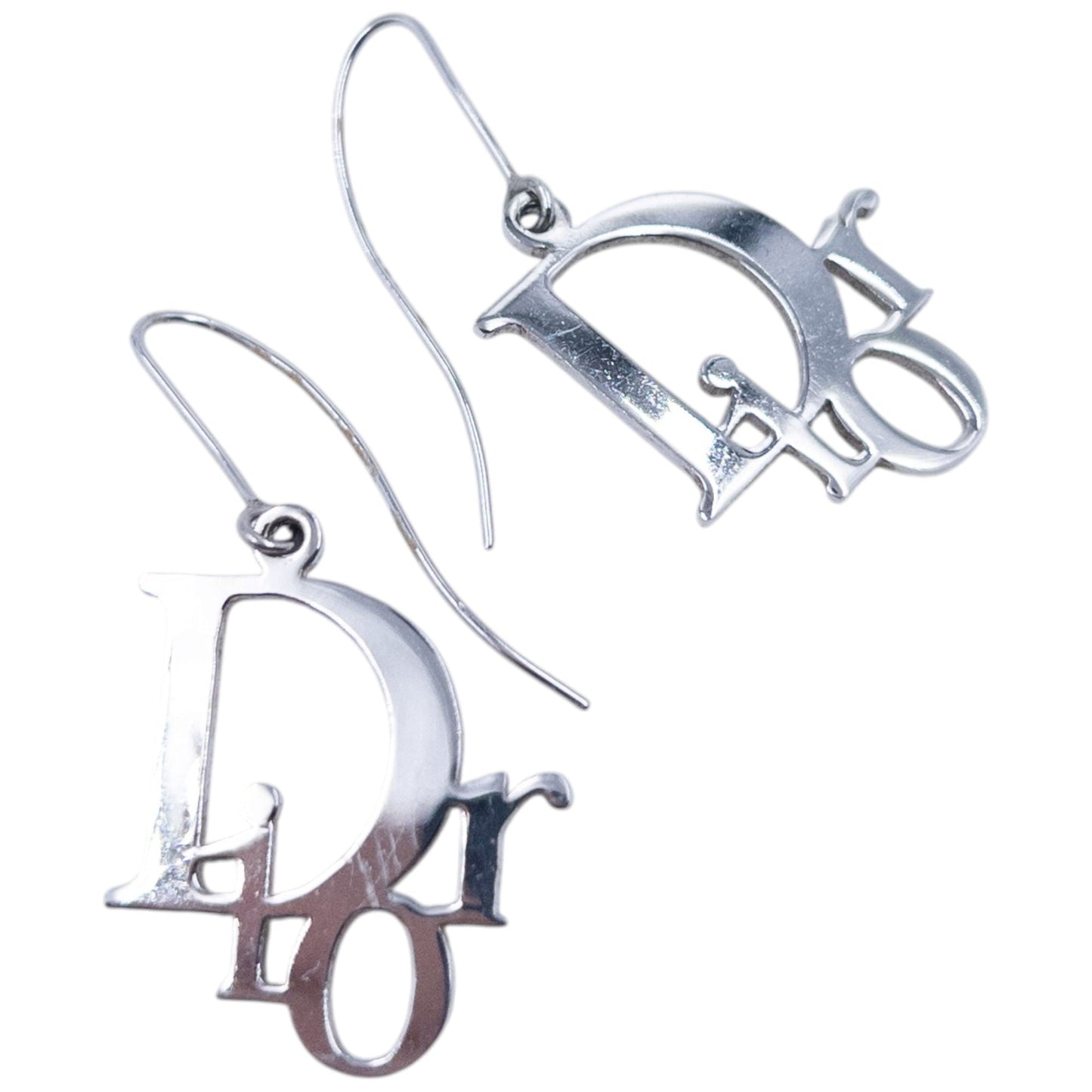 Vintage 2000s Dior By John Galliano Silver Logo Earrings | O/S, Grey