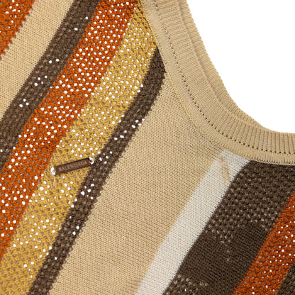 Vintage 90s Balenciaga Striped Knit Sweater Vest Womens Size M | Medium, Beige, Brown, Orange, Yellow, White