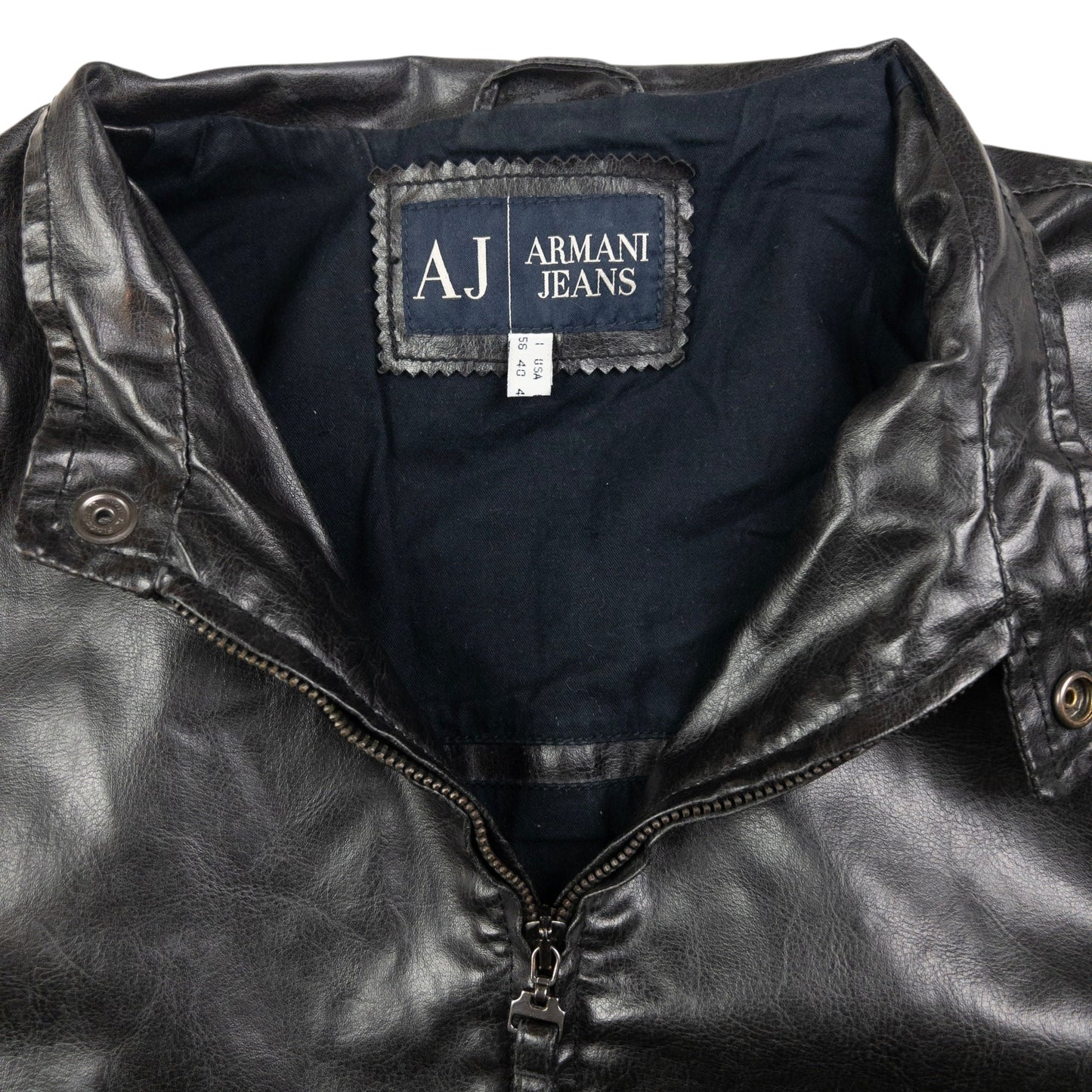 Vintage Armani Jeans Leather Biker Jacket Size L