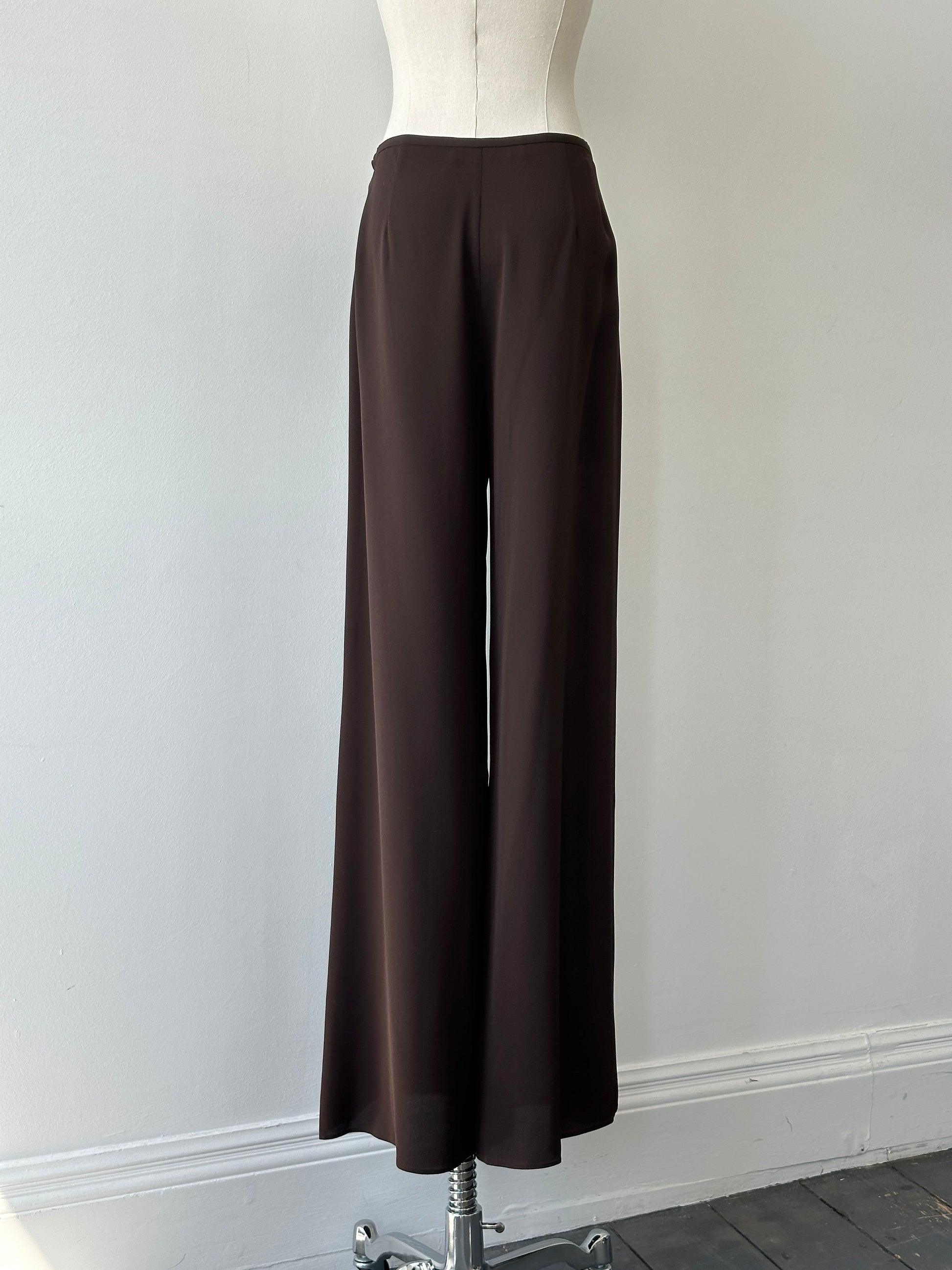 Vintage 2000s Pure Silk Wide Leg Trousers - W28