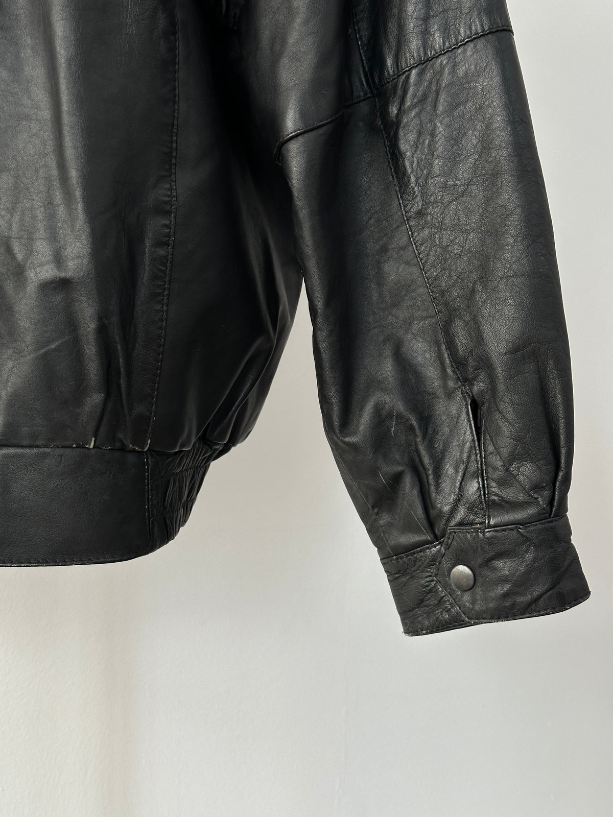 Vintage 1990s High Neck Leather Jacket - XL