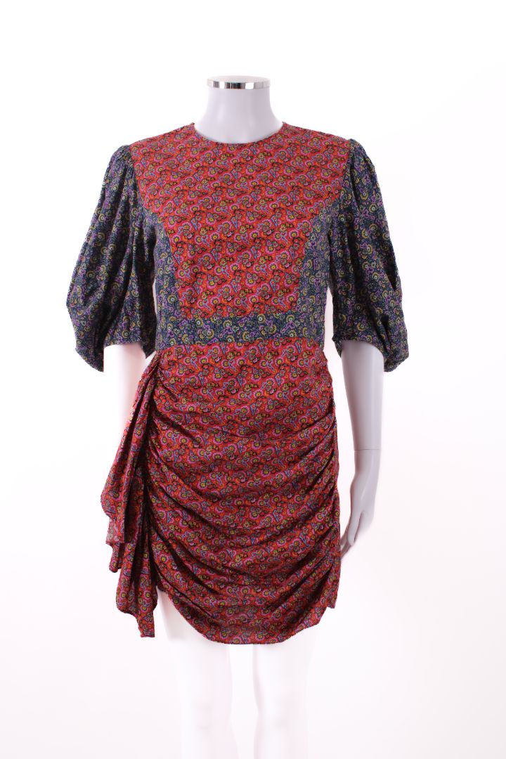 Rhode Puff Sleeve Mini Dress Blue/red S | Default Title, Blue