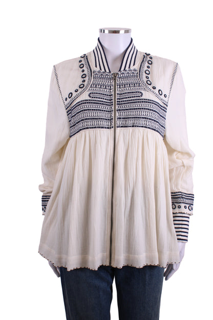 Scotch & Soda L/S Embroidered Jacket Cream/ Navy 12 | O/S, Multicoloured