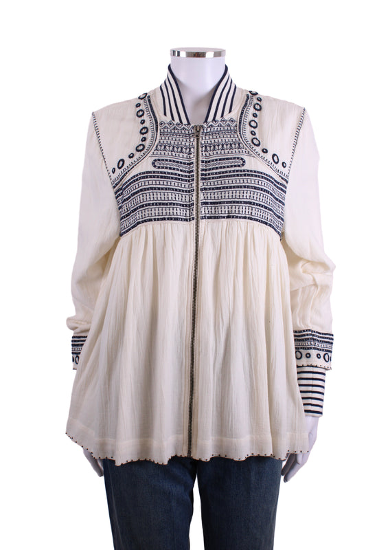 Scotch & Soda L/S Embroidered Jacket Cream/ Navy 12 | O/S, Multicoloured