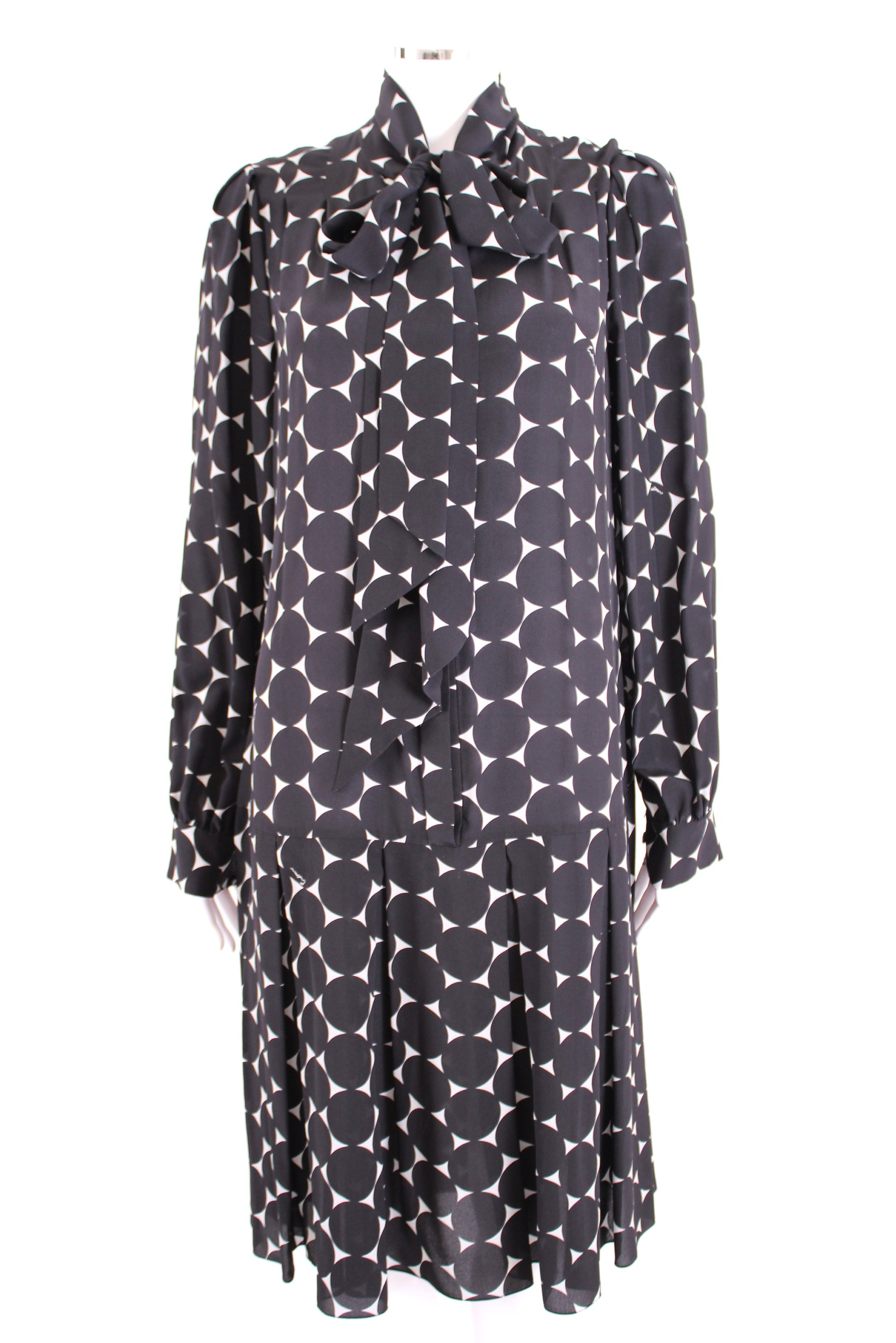 Erdem L/S Dot Print Dress Black/ White US 6 | XS, Black