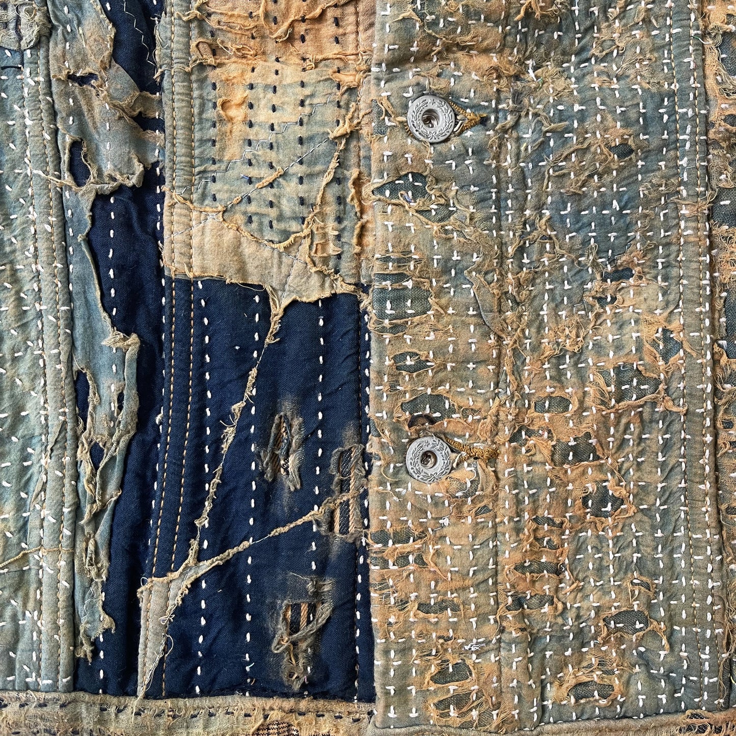 Boro Sashiko Distressed Denim Trucker Jacket - XL