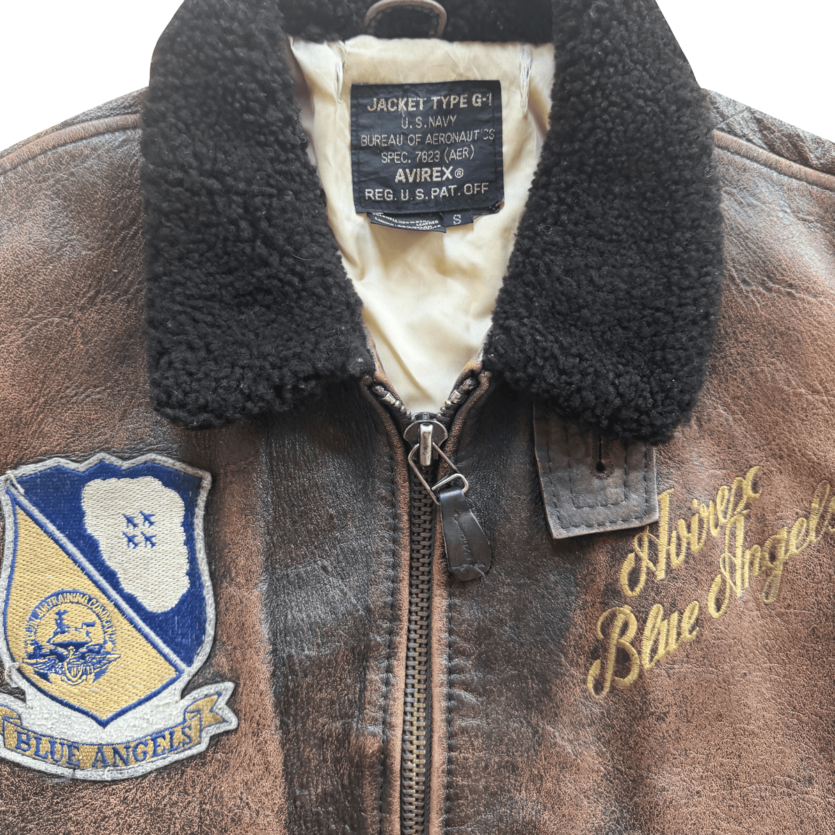 Avirex 1991 'Blue Angels' G-1 Leather Flight Jacket - S / M | S / M, Multicoloured