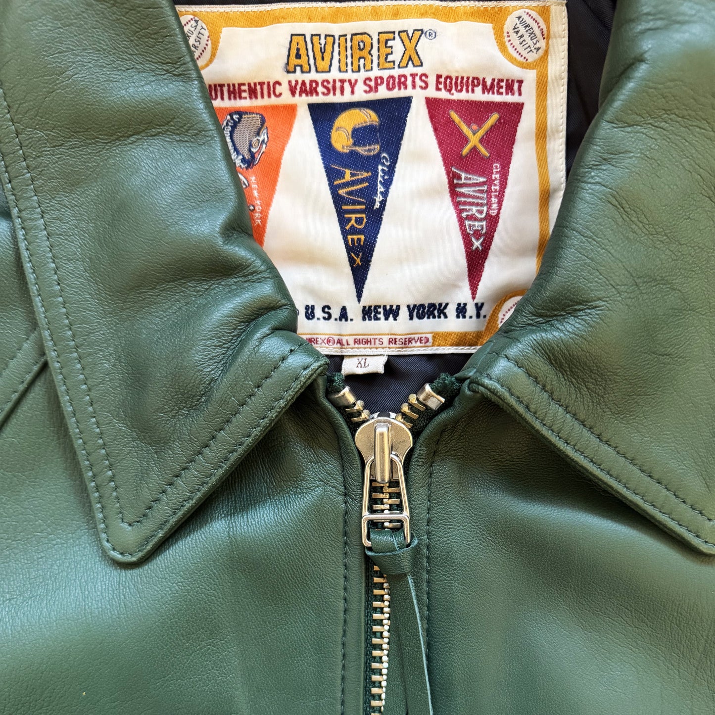 Avirex USA 'Icon' Leather Varsity Jacket - XL