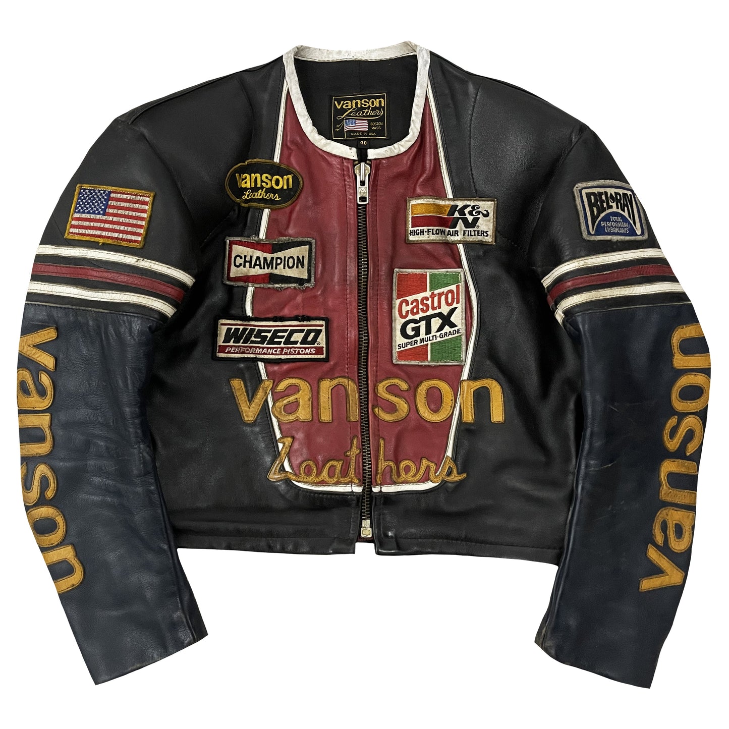 Vanson Leathers One Star Motorcycle Racer Jacket - S | Small, Red