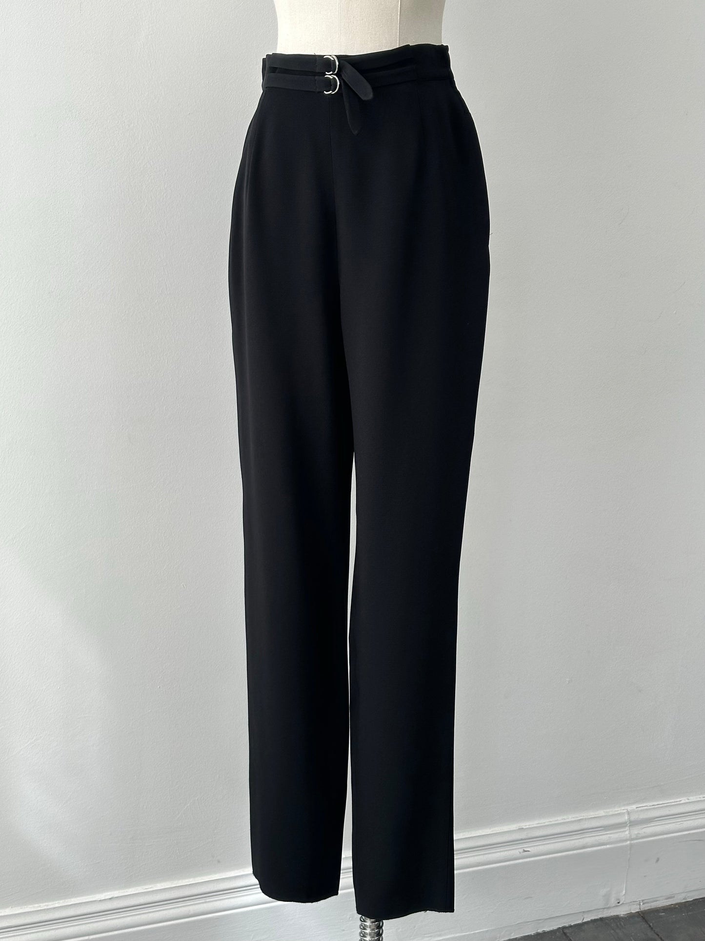 Mani 1990s Double Belt High Waist Tapered Trousers - W26