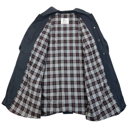 Vintage 90s Burberry Nova Check Lined Trench Jacket Womens Size L | Large, Navy
