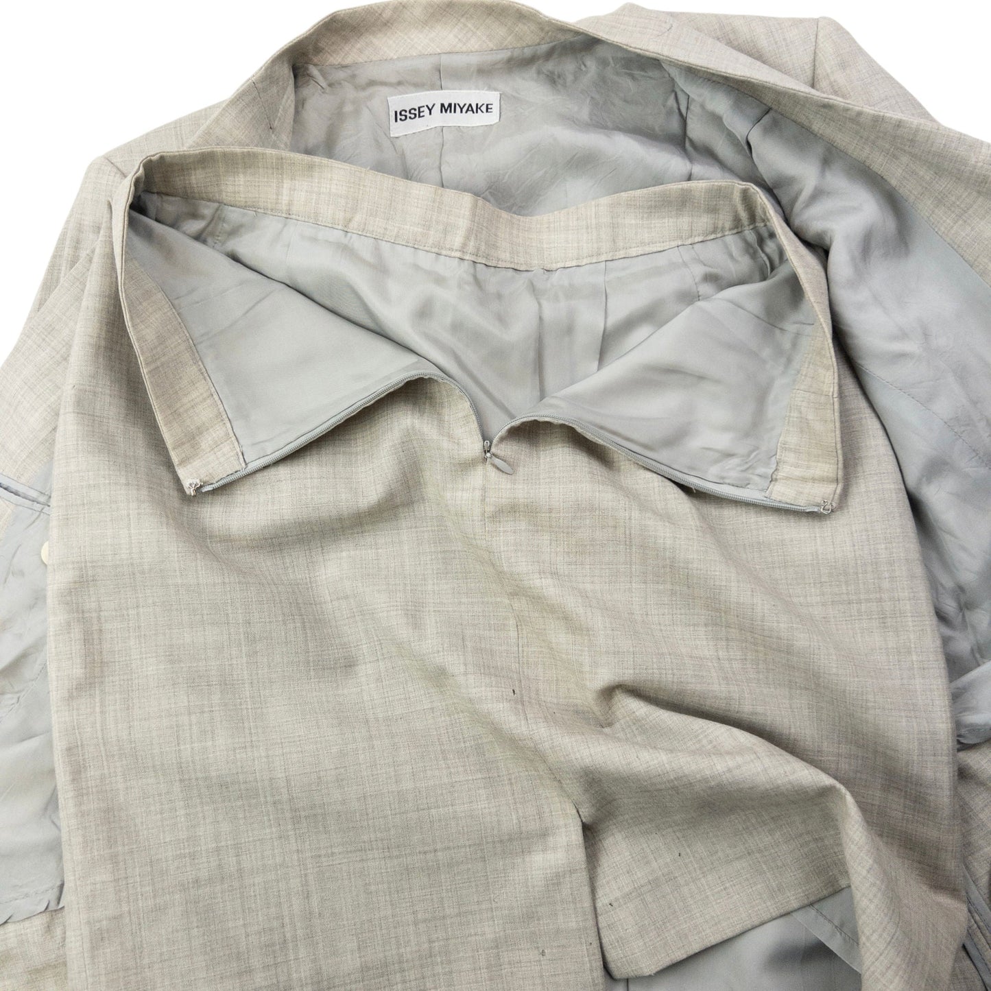 Vintage 90s Issey Miyake Pleated Jacket & Skirt Suit Set Womens Size M | Medium, Grey