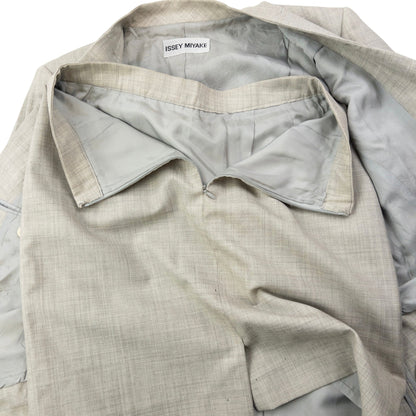 Vintage 90s Issey Miyake Pleated Jacket & Skirt Suit Set Womens Size M | Medium, Grey