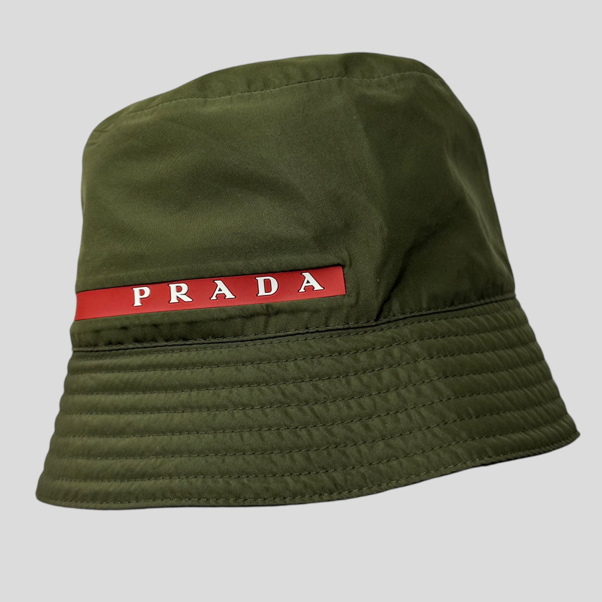 Prada Linea Rossa Technical Nylon Bucket Hat - M | O/S, Olive Green