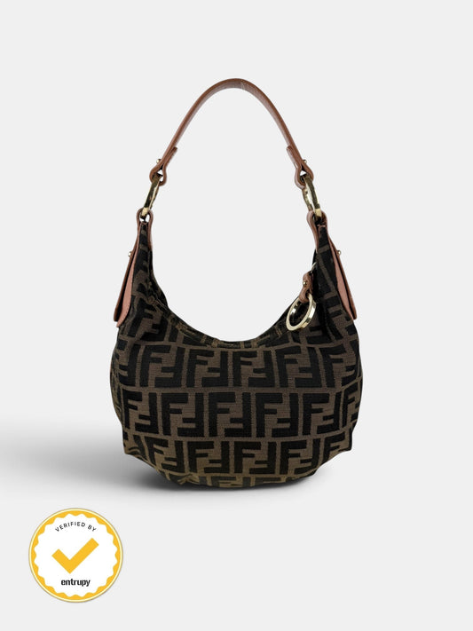 90s Fendi Zucca Mini Hobo Shoulder Bag | O/S, Brown
