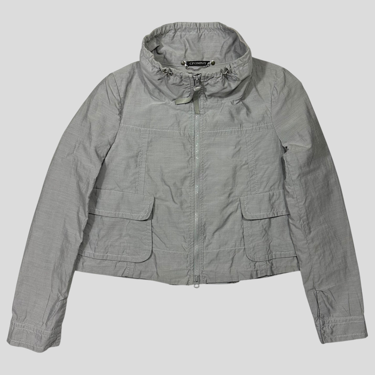 CP Company Cropped Pleated Co-nylon Jacket - IT40 (UK8) | O/S, Grey