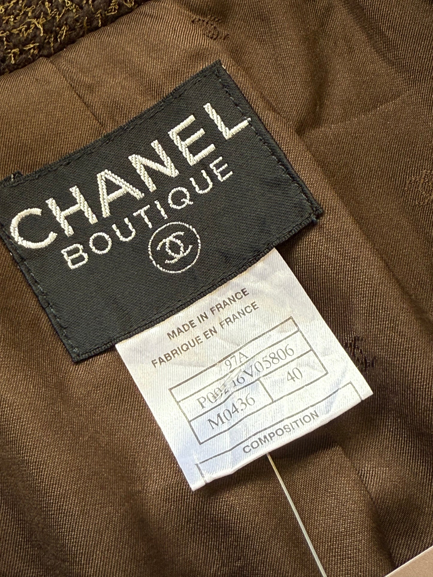 Chanel 1997 Cropped Tweed Lana Wool Blazer 40