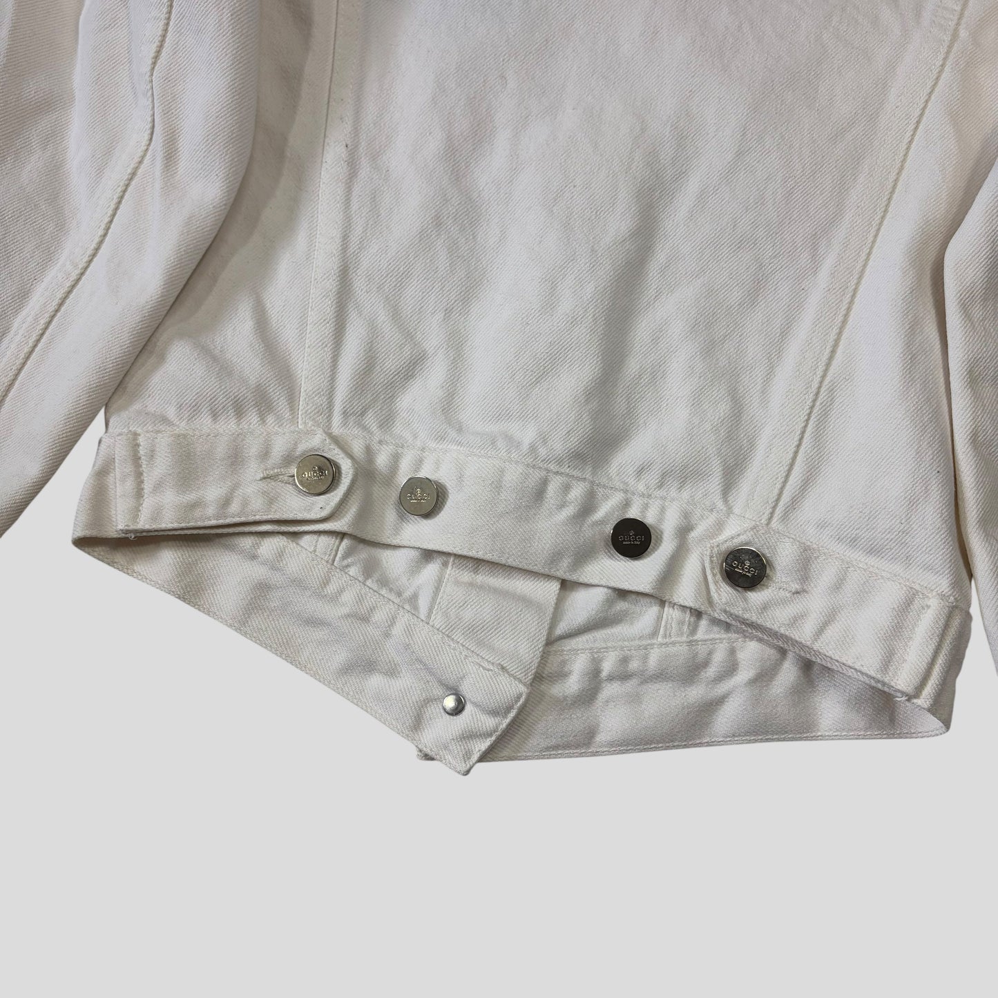 Gucci by Tom Ford 1999 White Denim Cropped Front Drop Jacket - IT40 | O/S, White