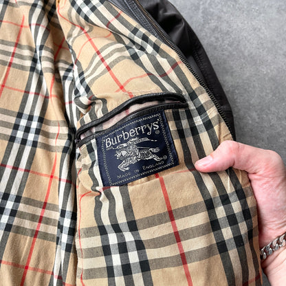 Burberry’s 1990s heavyweight nova check leather jacket (XL)