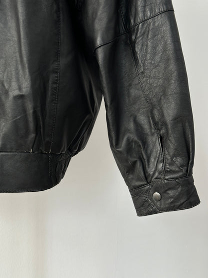 Vintage 1990s High Neck Leather Jacket - XL