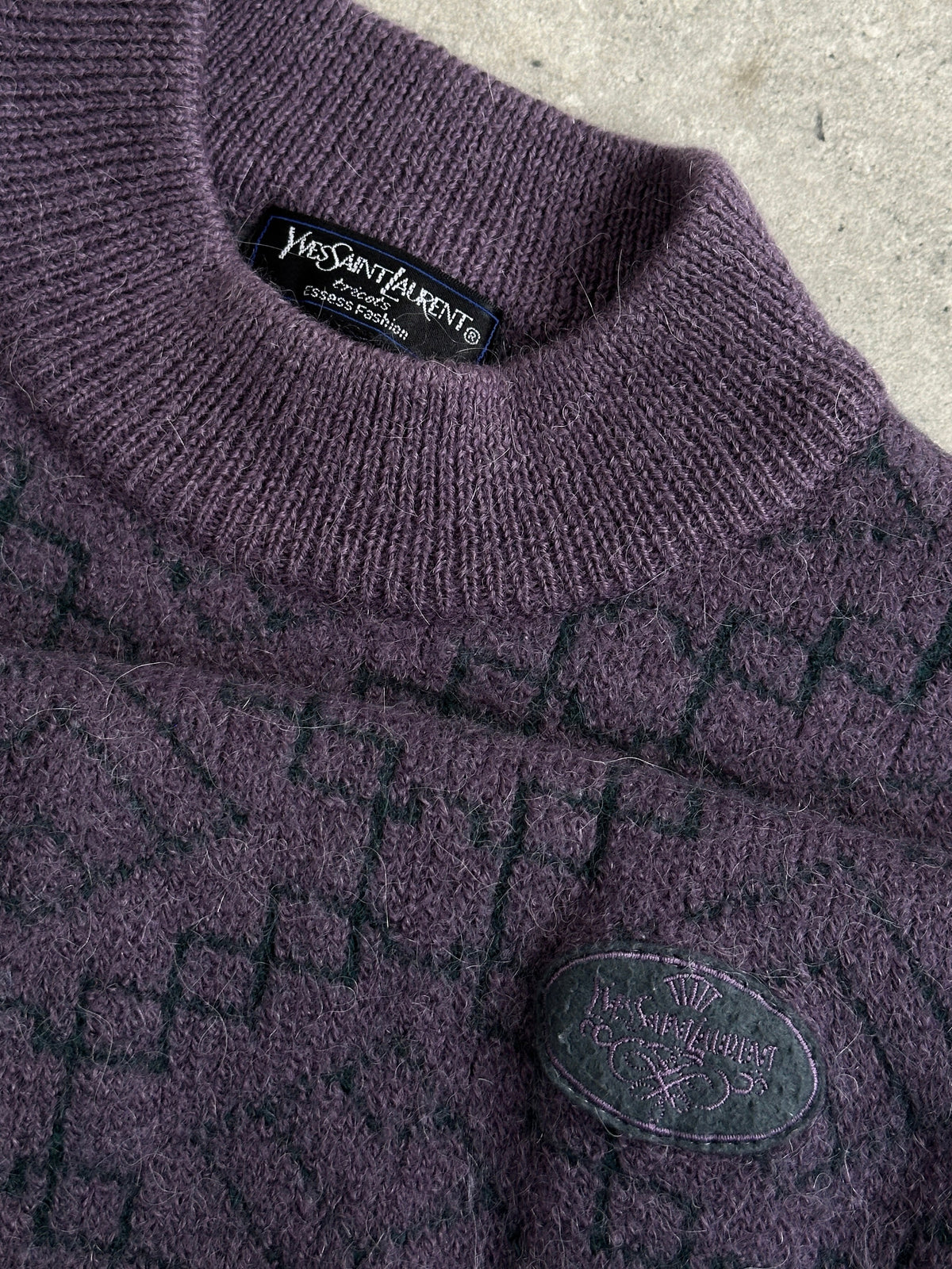 Yves Saint Laurent 1990s Wool Mohair Geometric Jumper - S