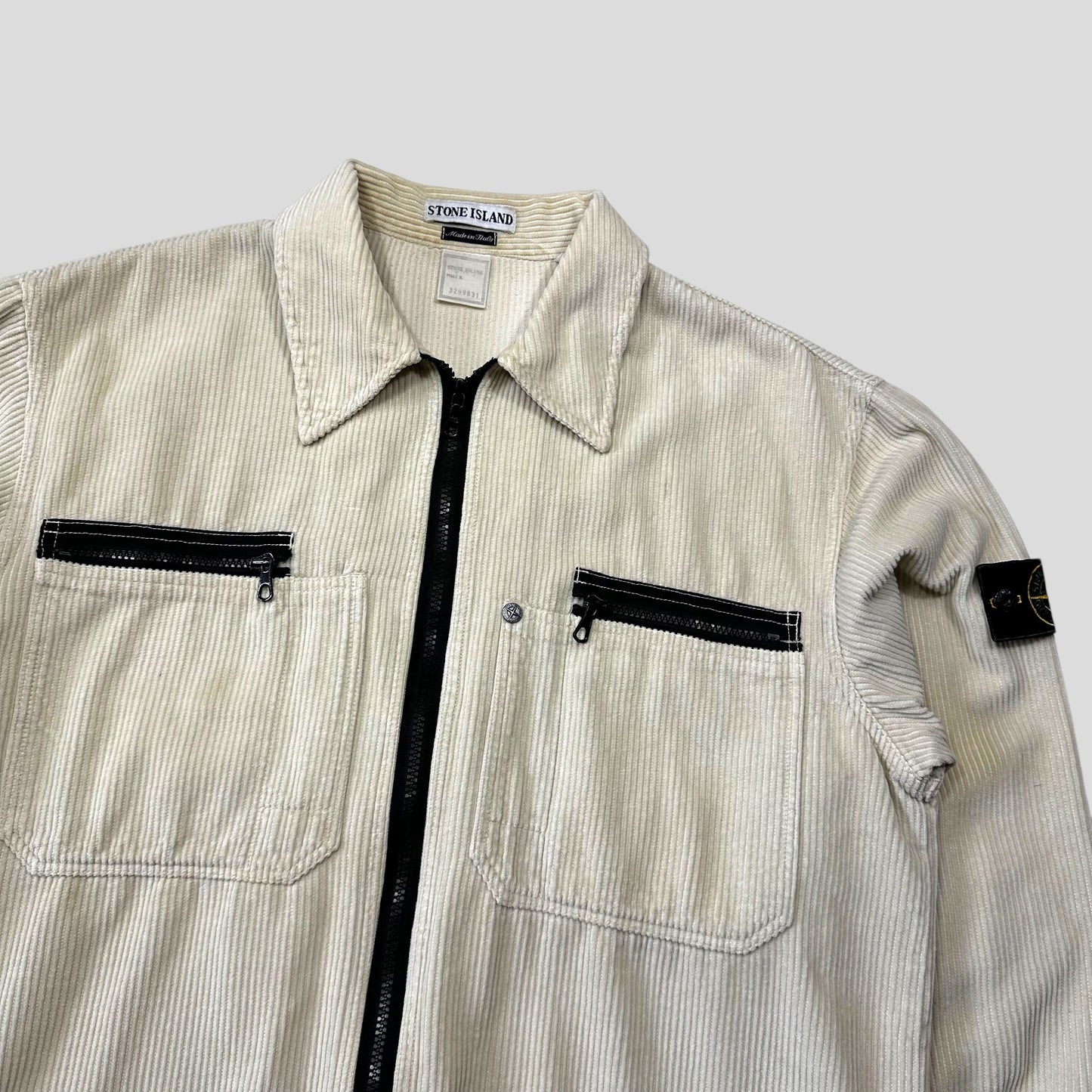 Stone Island 1995 Double Pocket Zip-Up Jumbo Corduroy Shirt - M/L | Default Title, Cream