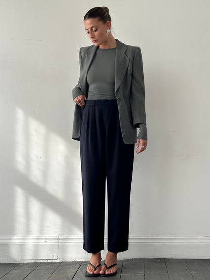 Giorgio Armani 1990s Pure Wool High Waisted Tapered Trousers - W28