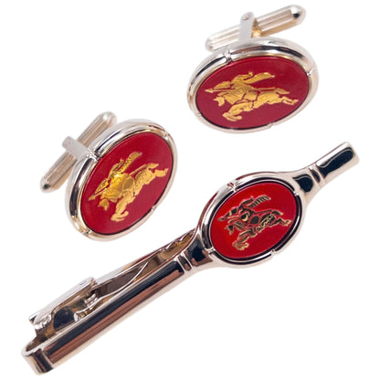 Vintage 90s Burberry Cufflinks & Tie Clip Set | O/S, Gold
