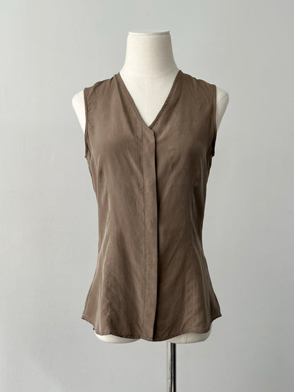 Emporio Armani 2000s Pure Silk Minimal Sleeveless Top - S
