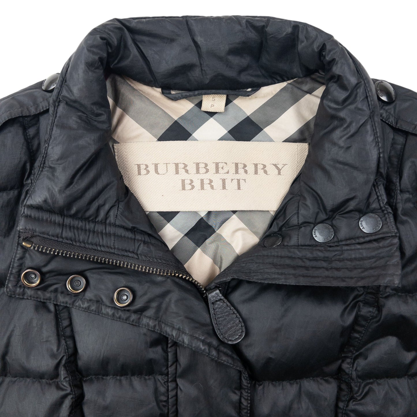 Vintage Burberry Brit Zip Up Puffer Jacket Womens Size S